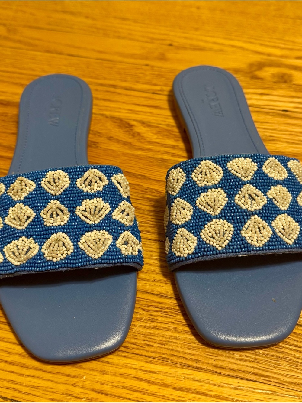 J. Crew Blue Beaded Slide Sandal